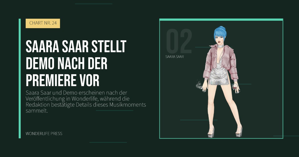 Wonderlife Press: Saara Saar stellt Demo nach der Premiere vor. Künstlerporträt. CHART NR. 24.