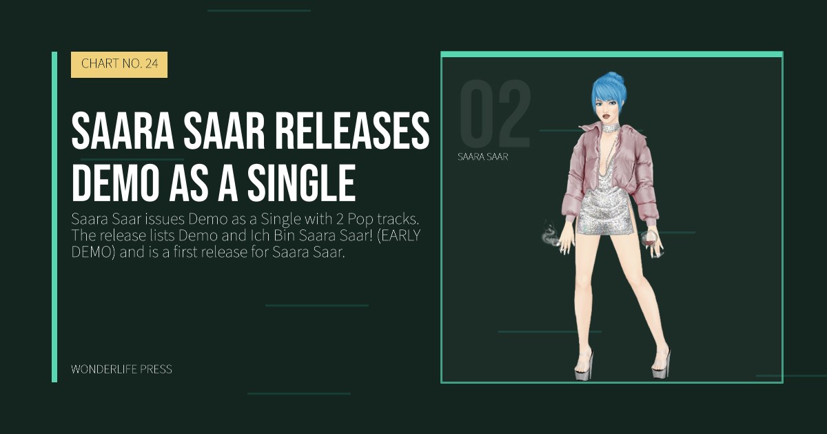 Wonderlife Press: Saara Saar releases Demo as a Single. artist portrait. CHART NO. 24.