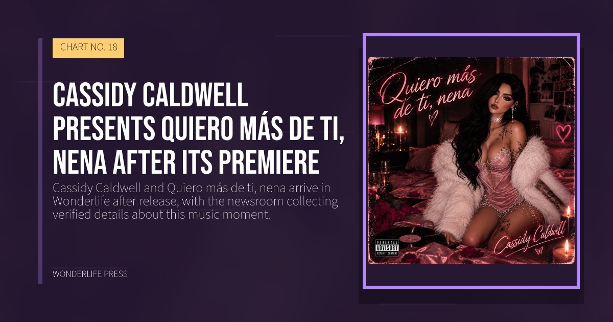 Wonderlife Press: Cassidy Caldwell presents Quiero más de ti, nena after its premiere. release artwork. CHART NO. 18.
