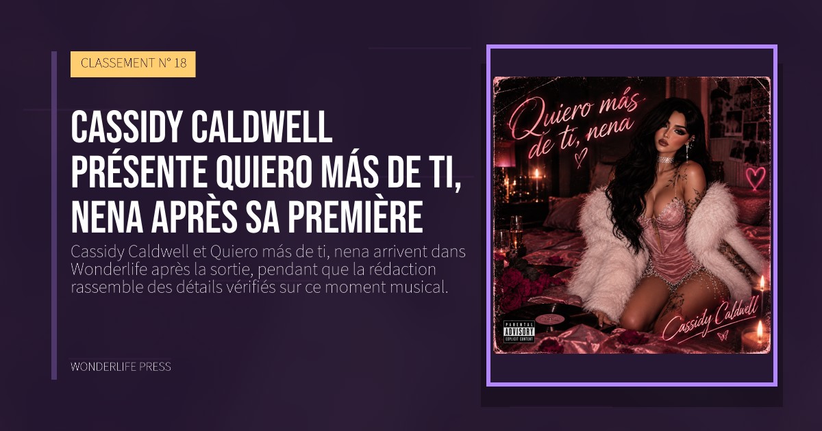Wonderlife Press: Cassidy Caldwell présente Quiero más de ti, nena après sa première. pochette de la sortie. CLASSEMENT N° 18.