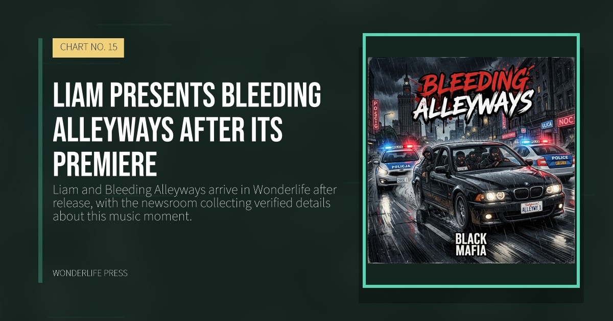 Wonderlife Press: Liam presents Bleeding Alleyways after its premiere. release artwork. CHART NO. 15.