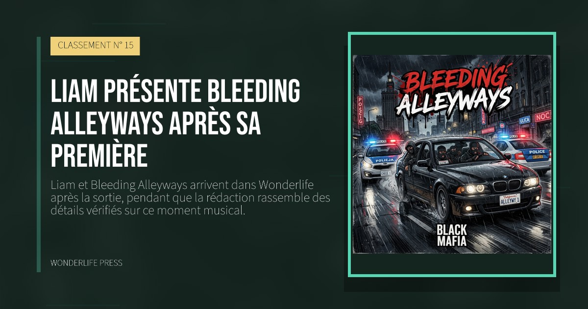 Wonderlife Press: Liam présente Bleeding Alleyways après sa première. pochette de la sortie. CLASSEMENT N° 15.