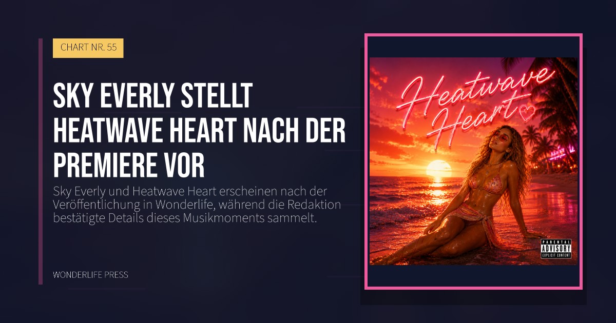 Wonderlife Press: Sky Everly stellt Heatwave Heart nach der Premiere vor. Veröffentlichungscover. CHART NR. 55.