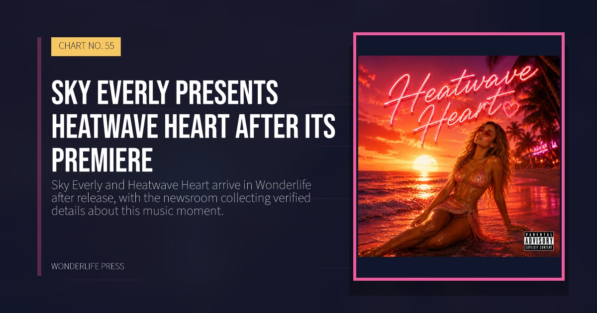 Wonderlife Press: Sky Everly presents Heatwave Heart after its premiere. release artwork. CHART NO. 55.