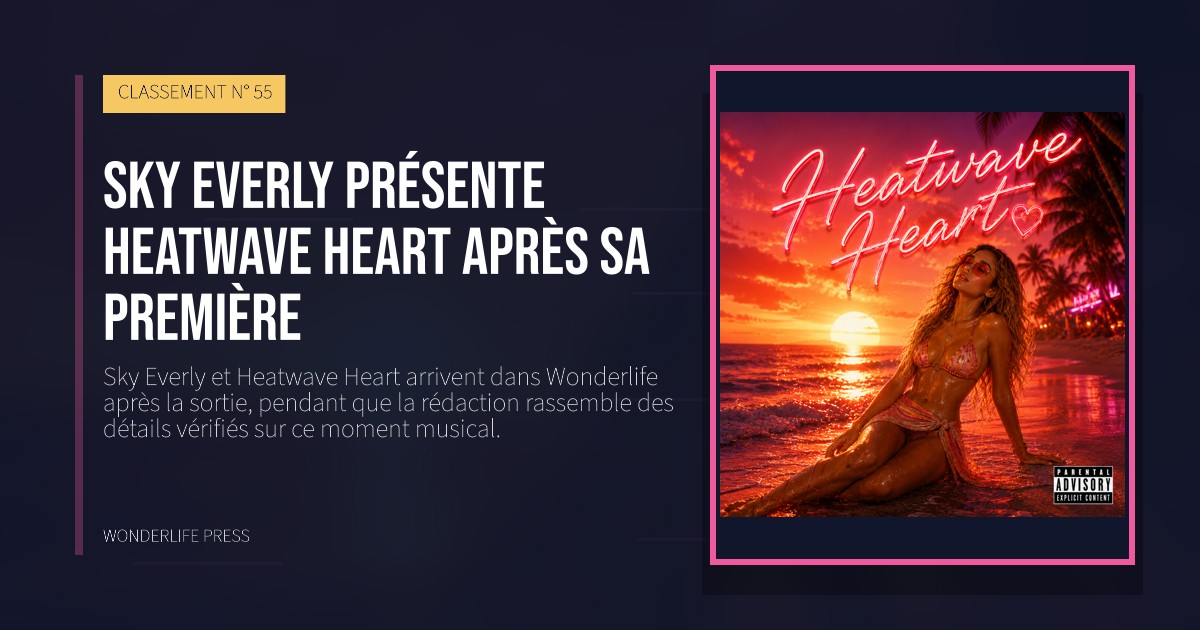 Wonderlife Press: Sky Everly présente Heatwave Heart après sa première. pochette de la sortie. CLASSEMENT N° 55.