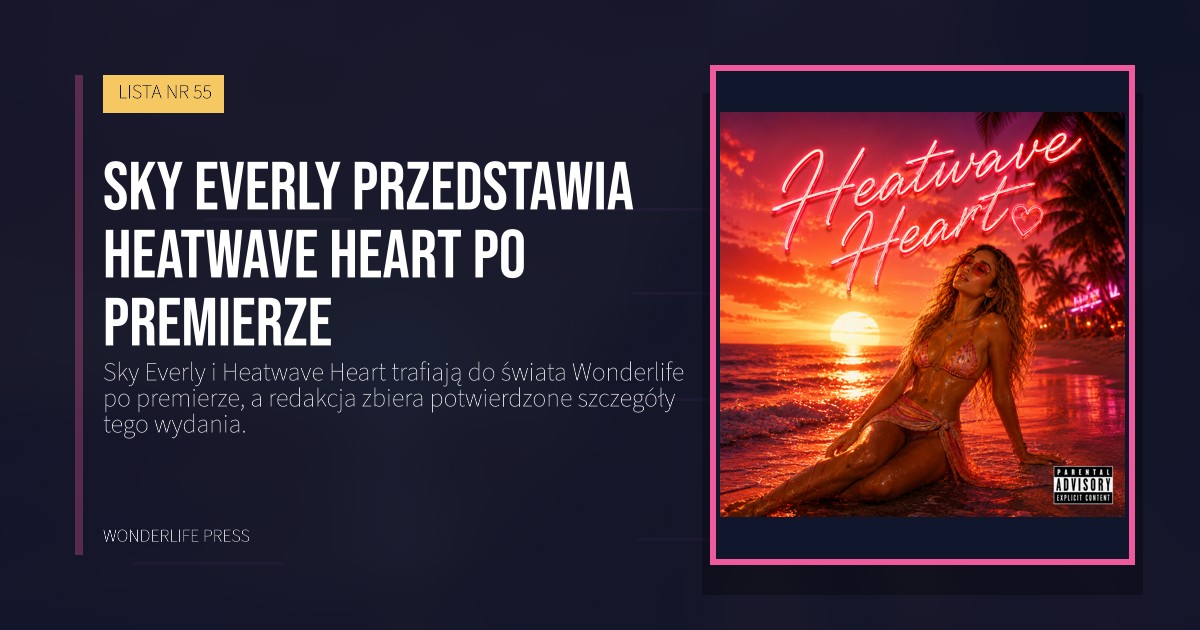 Wonderlife Press: Sky Everly przedstawia Heatwave Heart po premierze. okładka wydawnictwa. LISTA NR 55.