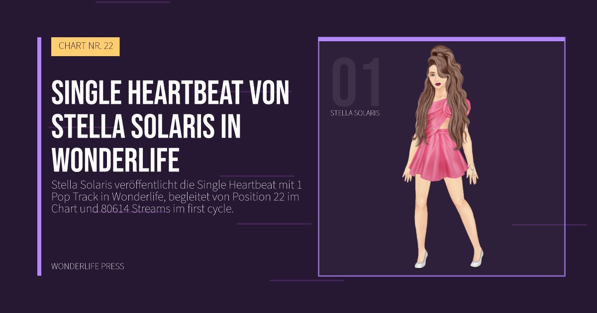 Wonderlife Press: Single Heartbeat von Stella Solaris in Wonderlife. Künstlerporträt. CHART NR. 22.