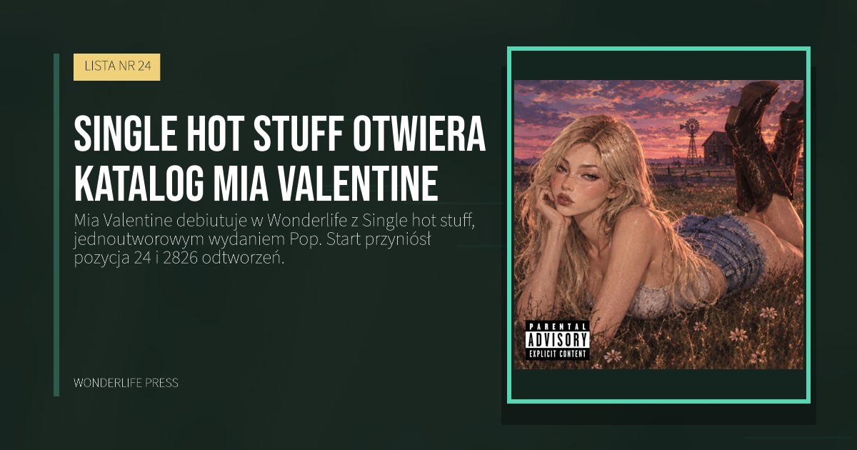 Wonderlife Press: Single hot stuff otwiera katalog Mia Valentine. okładka wydawnictwa. LISTA NR 24.