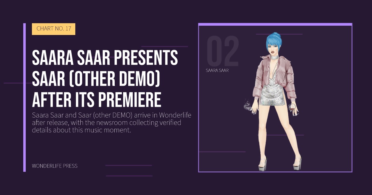 Wonderlife Press: Saara Saar presents Saar (other DEMO) after its premiere. artist portrait. CHART NO. 17.