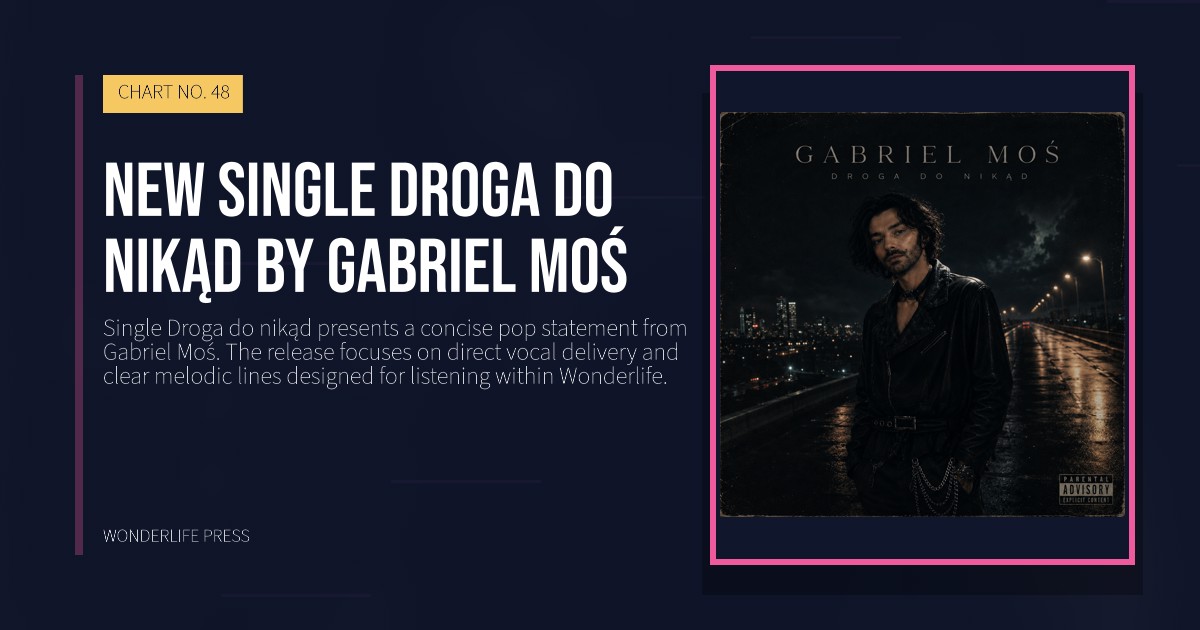 Wonderlife Press: new Single Droga do nikąd by Gabriel Moś. release artwork. CHART NO. 48.