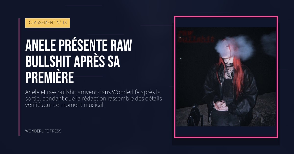 Wonderlife Press: Anele présente raw bullshit après sa première. pochette de la sortie. CLASSEMENT N° 13.