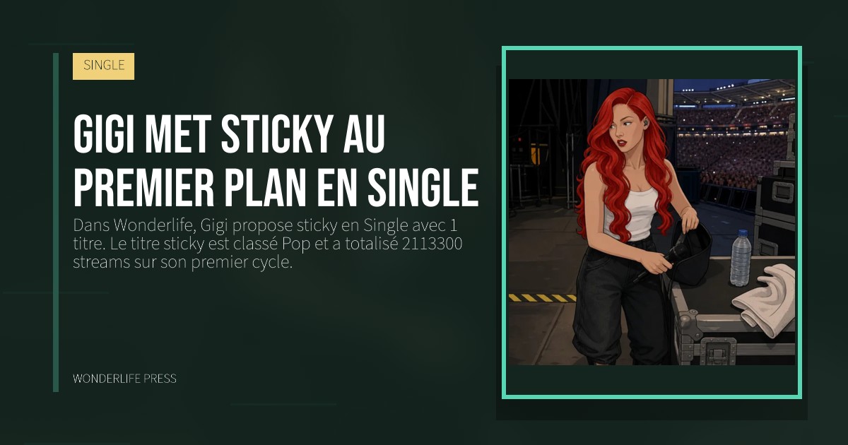 Wonderlife Press: Gigi met sticky au premier plan en Single. pochette de la sortie. SINGLE.