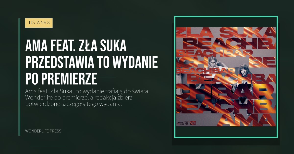 Wonderlife Press: Ama feat. Zła Suka przedstawia to wydanie po premierze. okładka wydawnictwa. LISTA NR 8.
