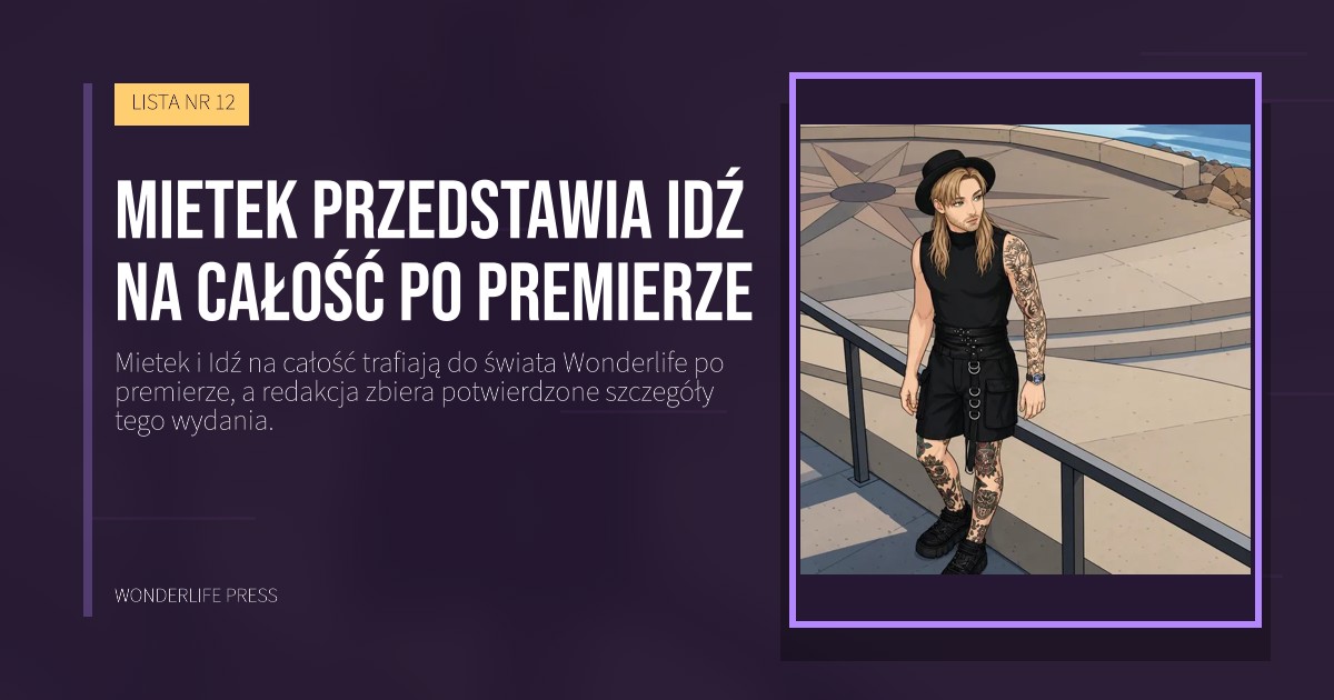 Wonderlife Press: Mietek przedstawia Idź na całość po premierze. okładka wydawnictwa. LISTA NR 12.