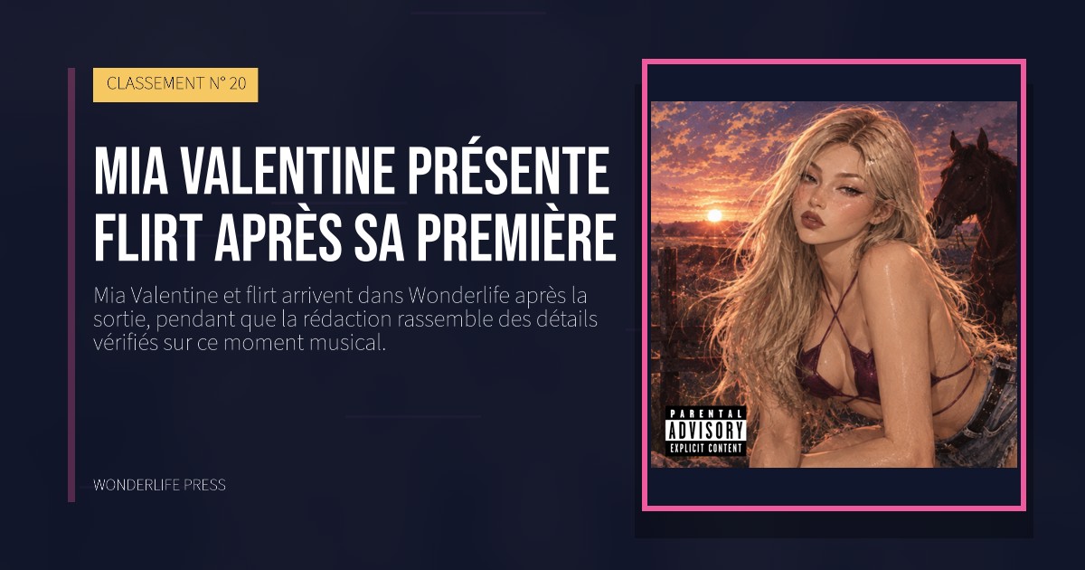 Wonderlife Press: Mia Valentine présente flirt après sa première. pochette de la sortie. CLASSEMENT N° 20.