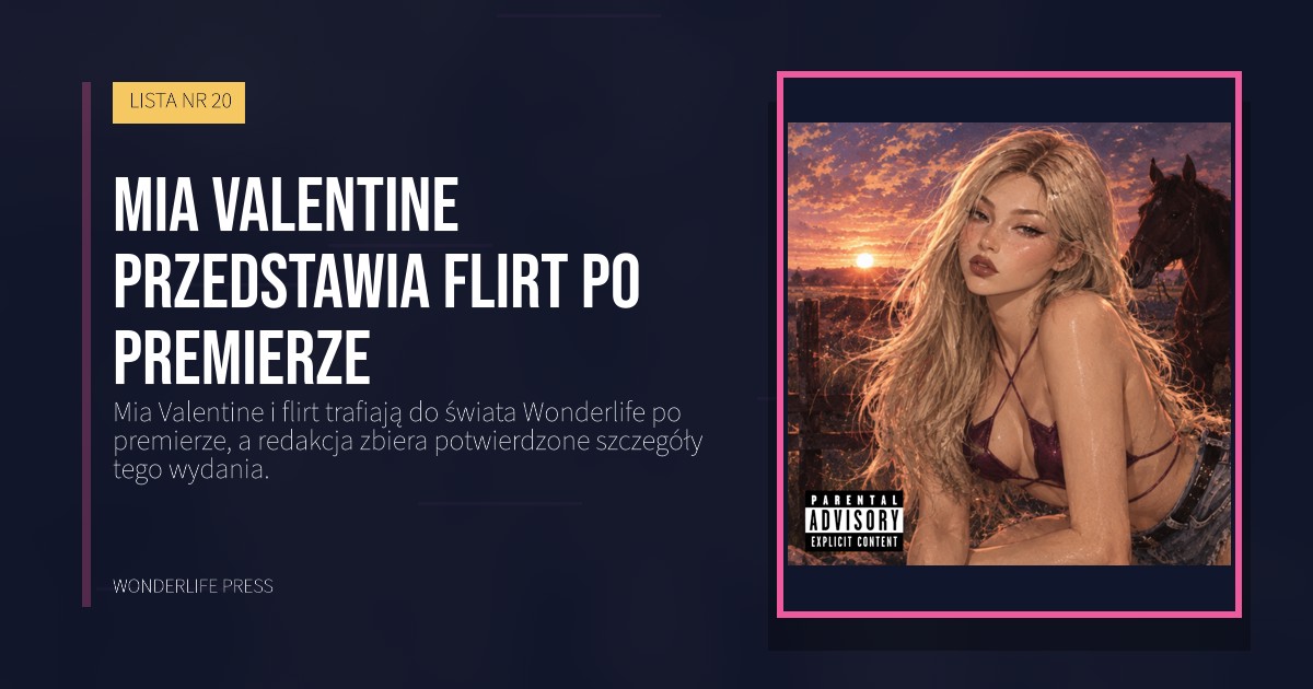 Wonderlife Press: Mia Valentine przedstawia flirt po premierze. okładka wydawnictwa. LISTA NR 20.