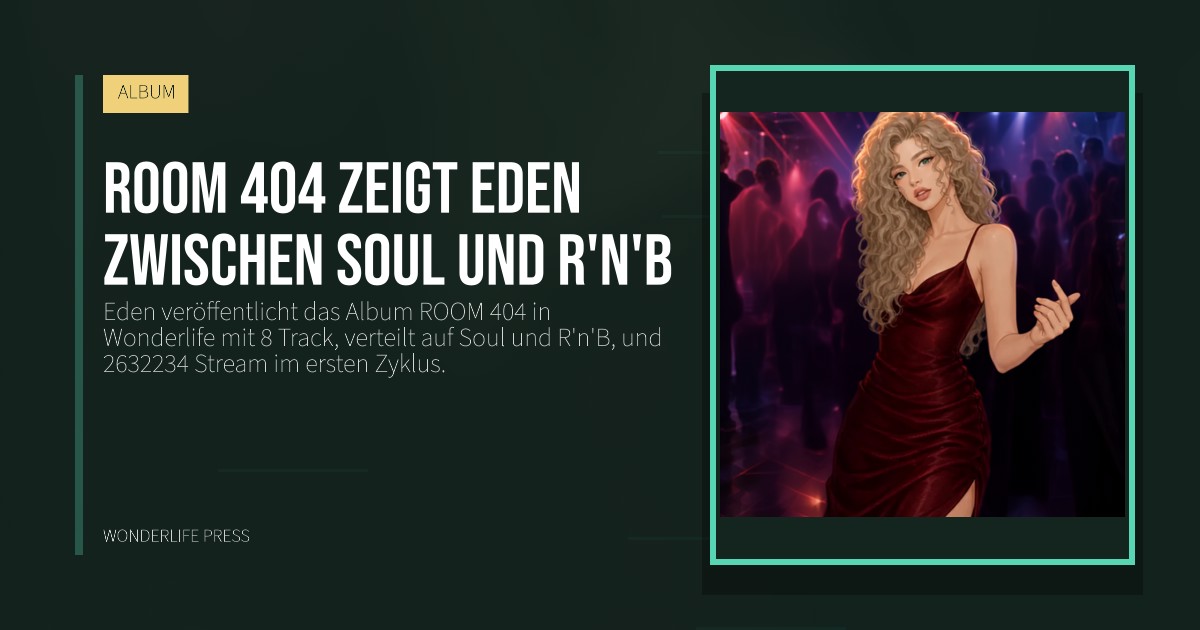 Wonderlife Press: ROOM 404 zeigt Eden zwischen Soul und R'n'B. Veröffentlichungscover. ALBUM.