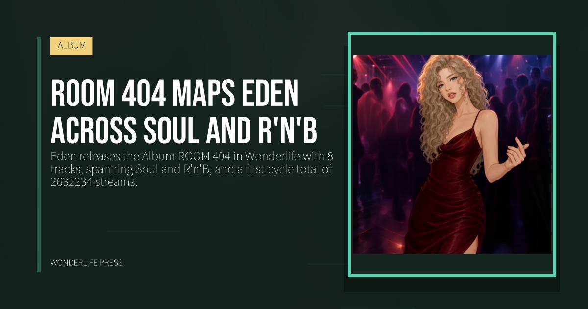 Wonderlife Press: ROOM 404 maps Eden across Soul and R'n'B. release artwork. ALBUM.