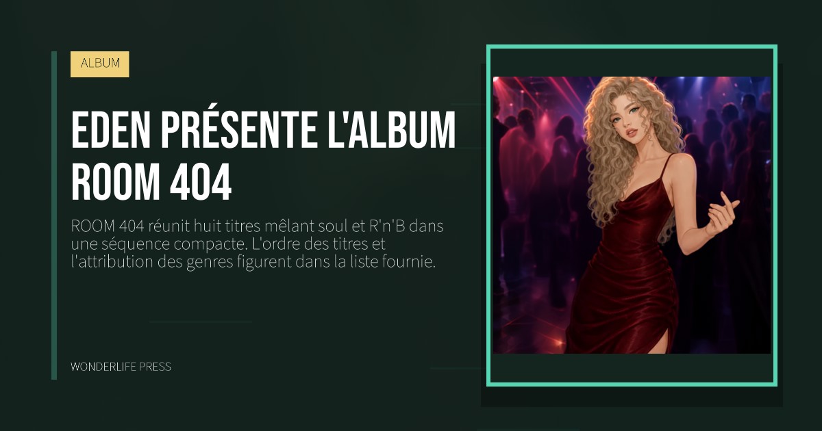 Wonderlife Press: Eden présente l'album ROOM 404. pochette de la sortie. ALBUM.