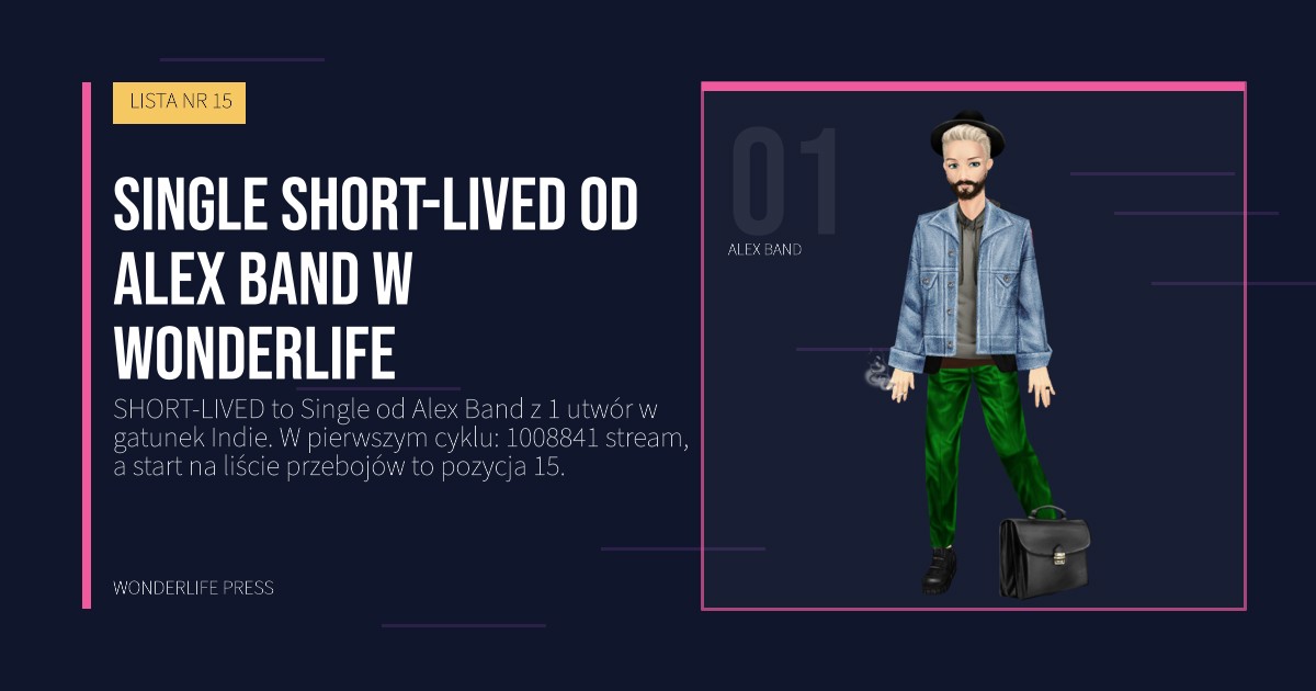 Wonderlife Press: Single SHORT-LIVED od Alex Band w Wonderlife. portret artystów. LISTA NR 15.