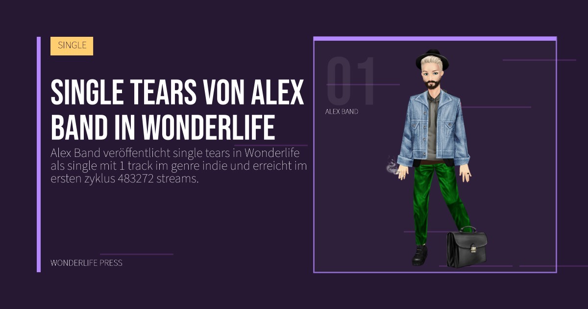 Wonderlife Press: Single tears von Alex Band in Wonderlife. Künstlerporträt. SINGLE.