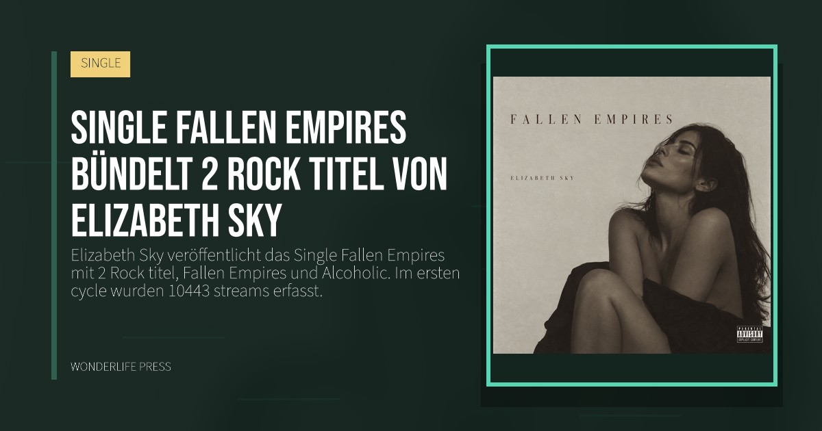 Wonderlife Press: Single Fallen Empires bündelt 2 Rock titel von Elizabeth Sky. Veröffentlichungscover. SINGLE.