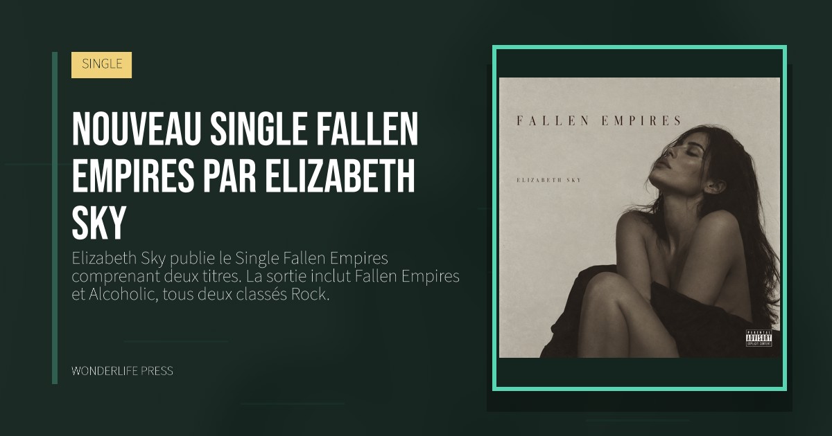 Wonderlife Press: Nouveau single Fallen Empires par Elizabeth Sky. pochette de la sortie. SINGLE.