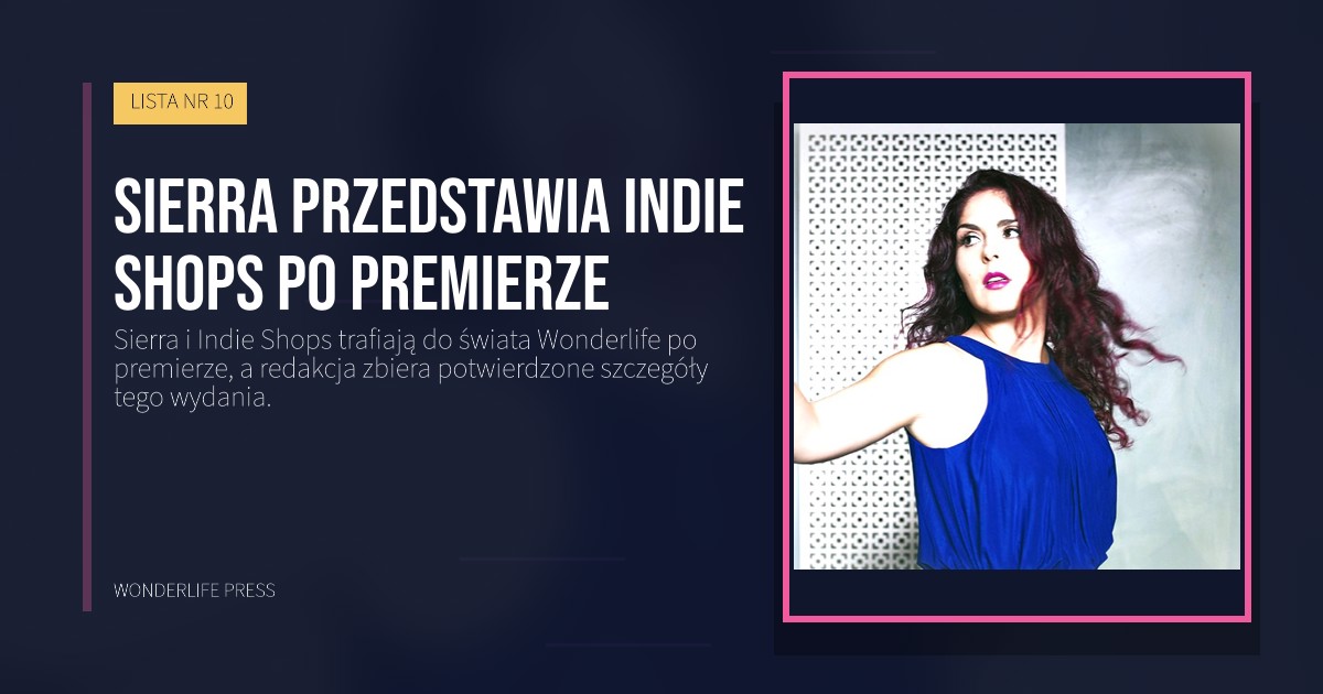 Wonderlife Press: Sierra przedstawia Indie Shops po premierze. okładka wydawnictwa. LISTA NR 10.