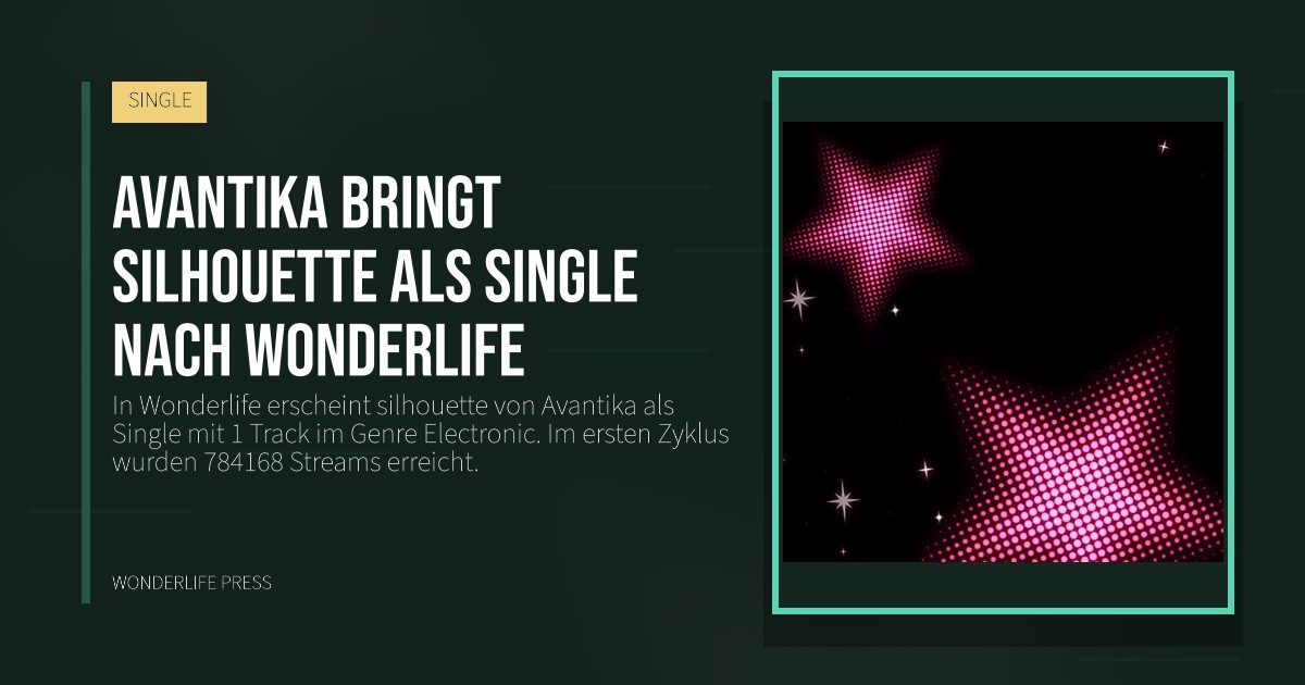 Wonderlife Press: Avantika bringt silhouette als Single nach Wonderlife. Veröffentlichungscover. SINGLE.