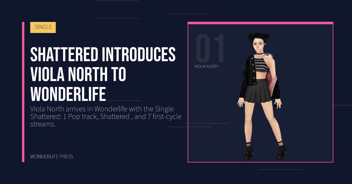 Wonderlife Press: Shattered introduces Viola North to Wonderlife. artist portrait. SINGLE.