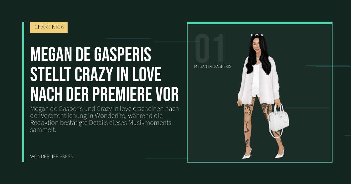 Wonderlife Press: Megan de Gasperis stellt Crazy in love nach der Premiere vor. Künstlerporträt. CHART NR. 6.