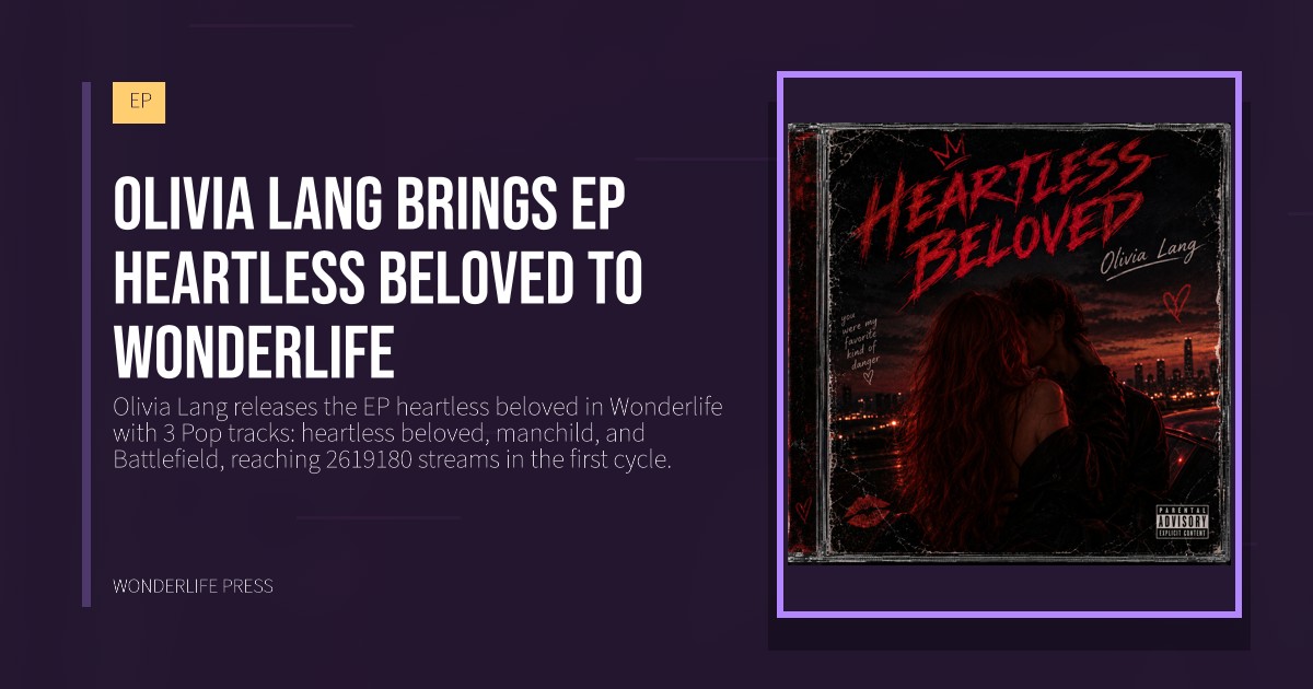 Wonderlife Press: Olivia Lang brings EP heartless beloved to Wonderlife. release artwork. EP.