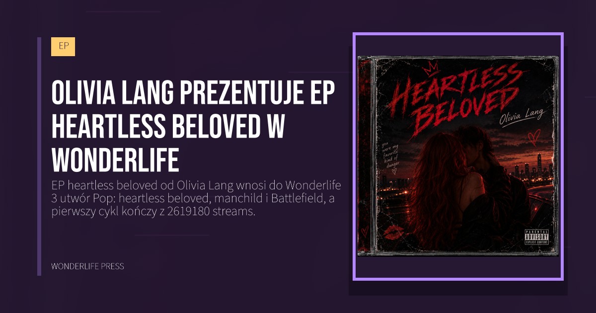 Wonderlife Press: Olivia Lang prezentuje EP heartless beloved w Wonderlife. okładka wydawnictwa. EP.