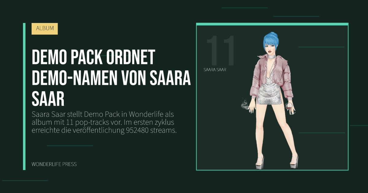 Wonderlife Press: Demo Pack ordnet demo-namen von Saara Saar. Künstlerporträt. ALBUM.