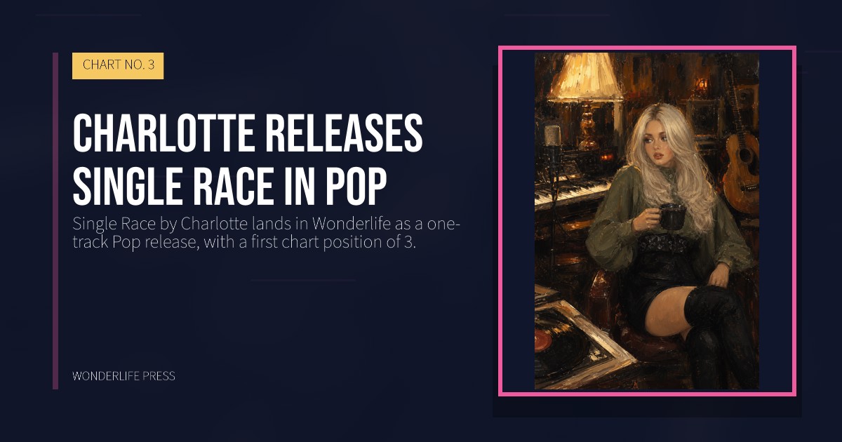 Wonderlife Press: Charlotte releases Single Race in Pop. release artwork. CHART NO. 3.