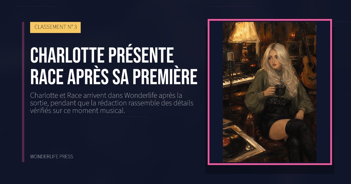 Wonderlife Press: Charlotte présente Race après sa première. pochette de la sortie. CLASSEMENT N° 3.