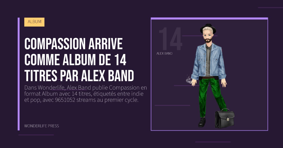 Wonderlife Press: Compassion arrive comme Album de 14 titres par Alex Band. portrait des artistes. ALBUM.