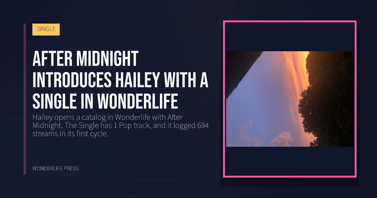Wonderlife Press: After Midnight introduces Hailey with a Single in Wonderlife. release artwork. SINGLE.