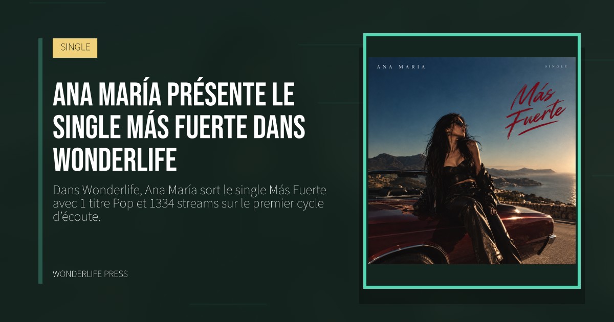 Wonderlife Press: Ana María présente le single Más Fuerte dans Wonderlife. pochette de la sortie. SINGLE.