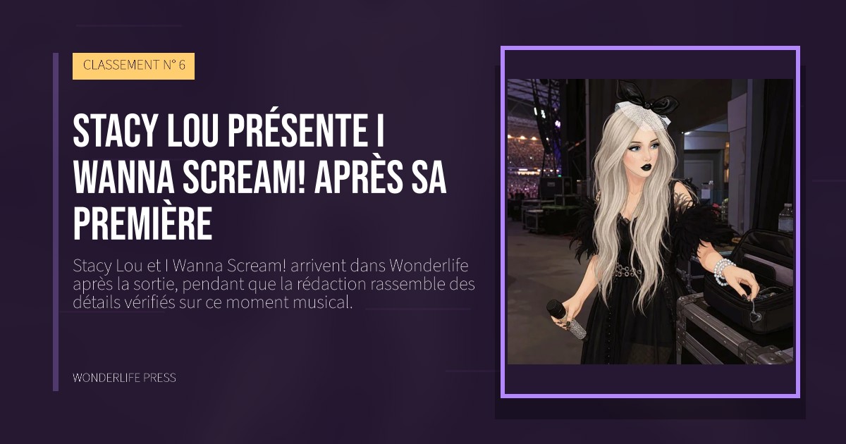 Wonderlife Press: Stacy Lou présente I Wanna Scream! après sa première. pochette de la sortie. CLASSEMENT N° 6.