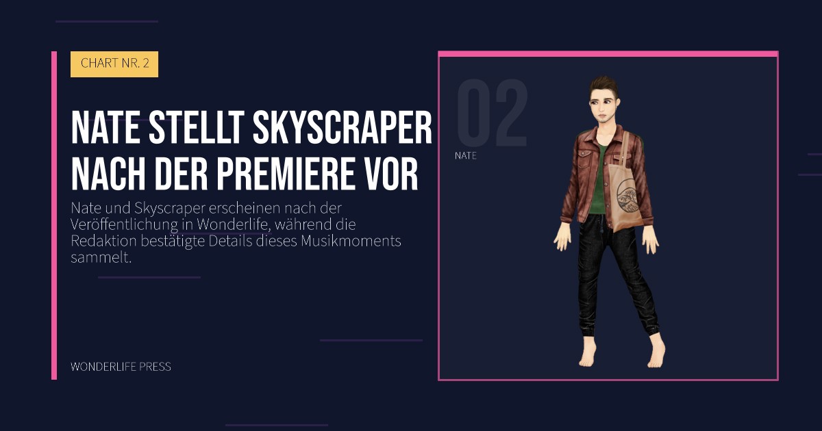 Wonderlife Press: Nate stellt Skyscraper nach der Premiere vor. Künstlerporträt. CHART NR. 2.