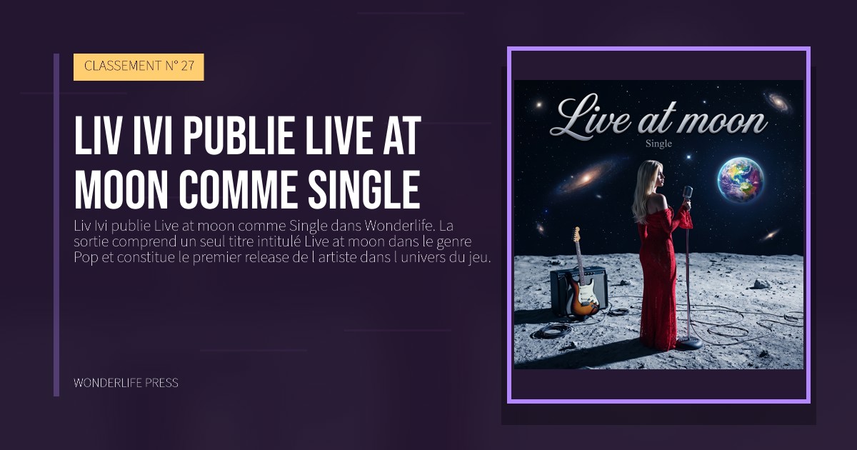 Wonderlife Press: Liv Ivi publie Live at moon comme Single. pochette de la sortie. CLASSEMENT N° 27.