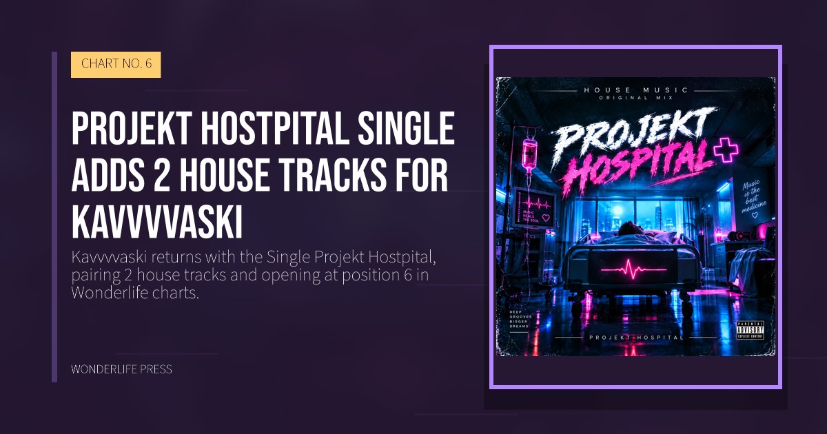 Wonderlife Press: Projekt Hostpital single adds 2 house tracks for Kavvvvaski. release artwork. CHART NO. 6.