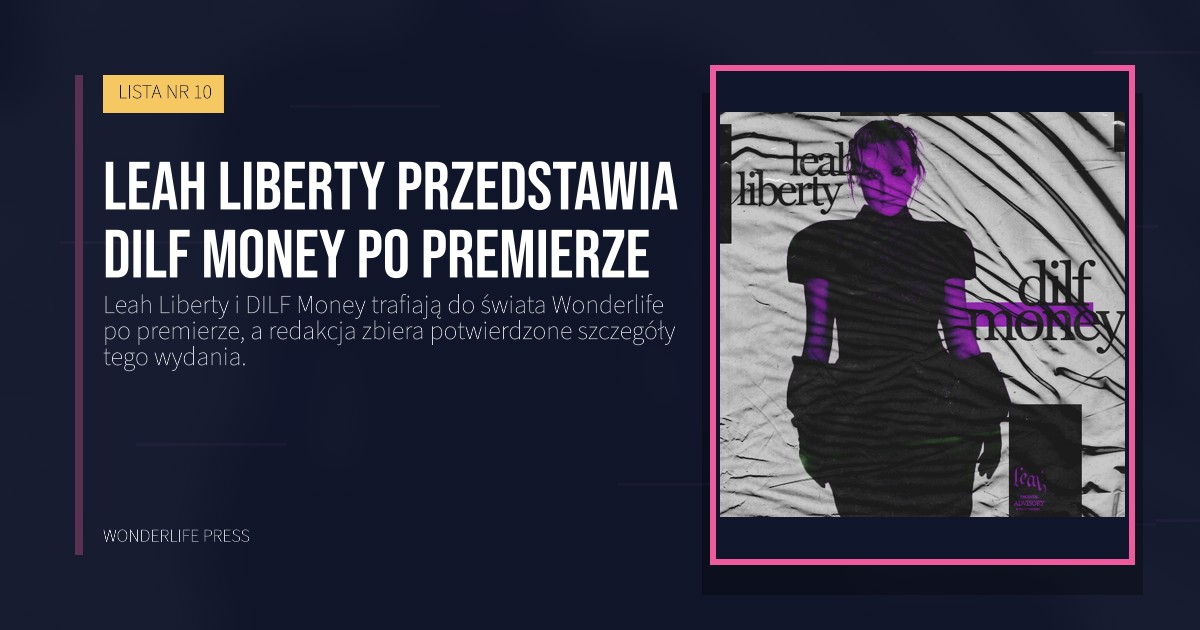 Wonderlife Press: Leah Liberty przedstawia DILF Money po premierze. okładka wydawnictwa. LISTA NR 10.