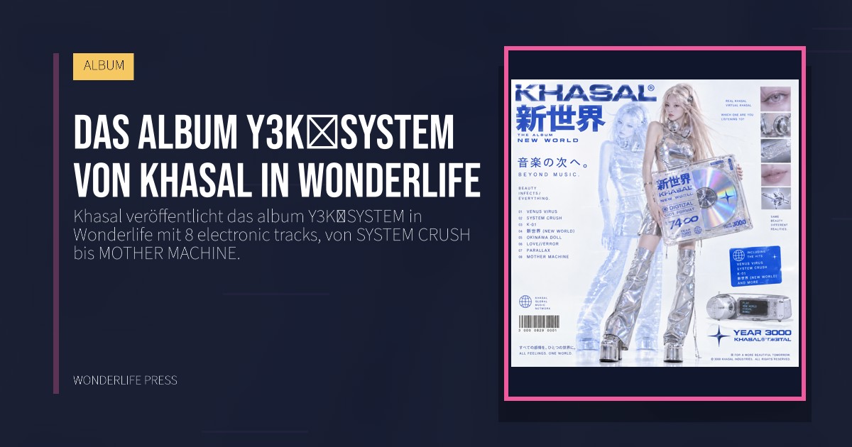 Wonderlife Press: Das album Y3K♡SYSTEM von Khasal in Wonderlife. Veröffentlichungscover. ALBUM.