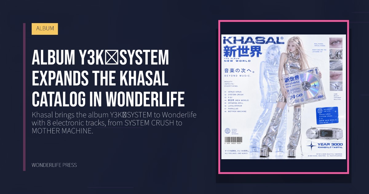 Wonderlife Press: Album Y3K♡SYSTEM expands the Khasal catalog in Wonderlife. release artwork. ALBUM.