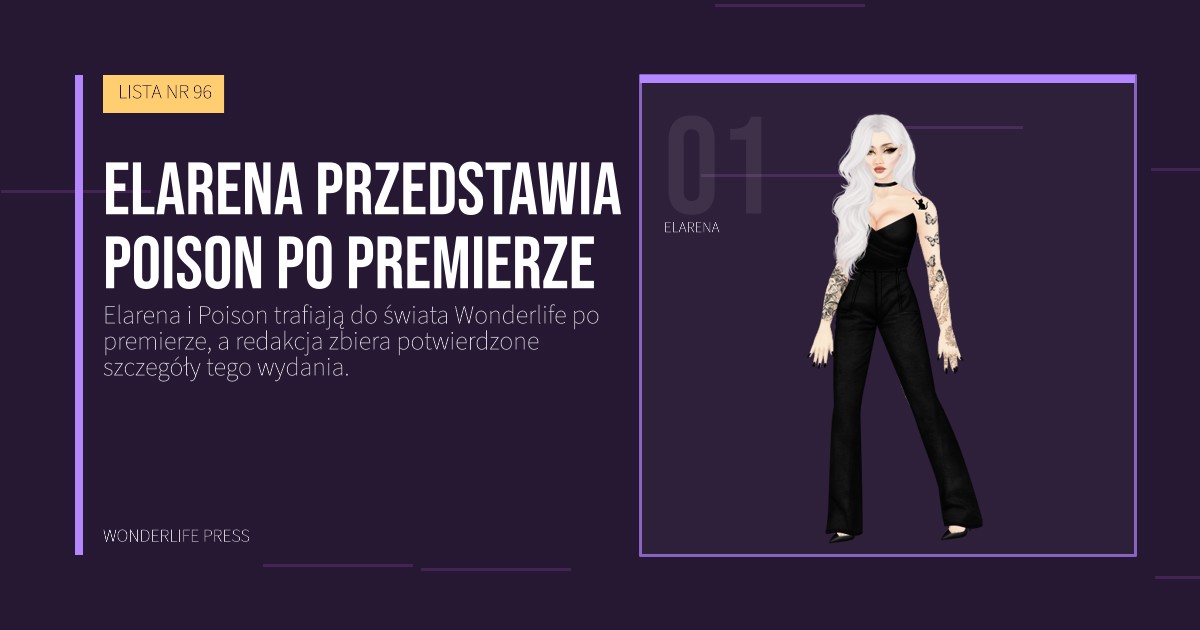 Wonderlife Press: Elarena przedstawia Poison po premierze. portret artystów. LISTA NR 96.