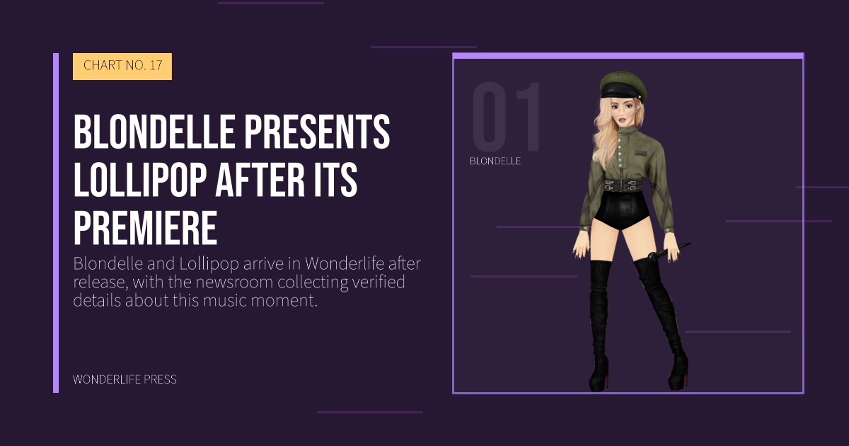 Wonderlife Press: Blondelle presents Lollipop after its premiere. artist portrait. CHART NO. 17.