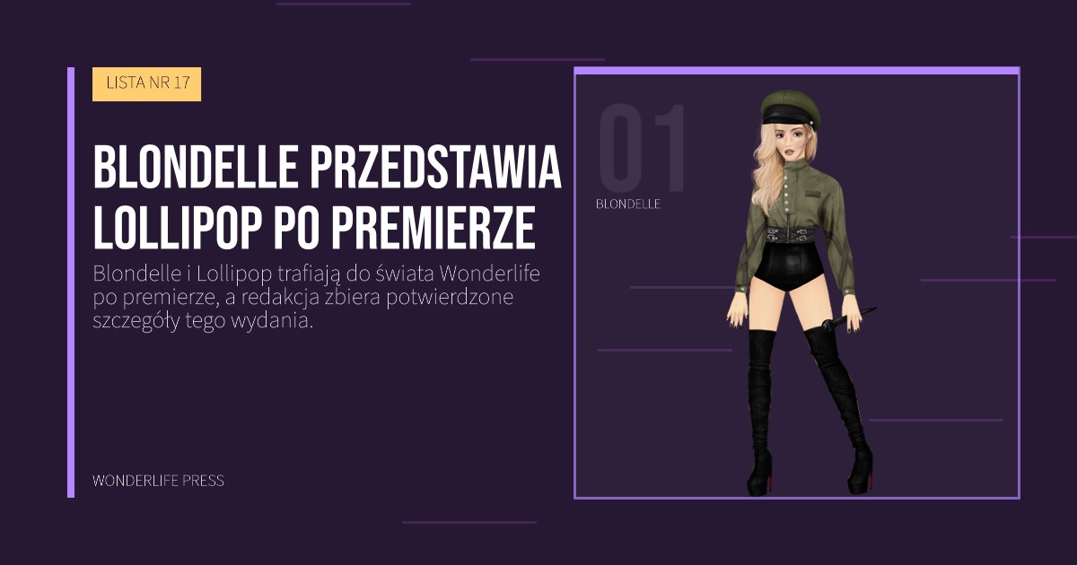 Wonderlife Press: Blondelle przedstawia Lollipop po premierze. portret artystów. LISTA NR 17.