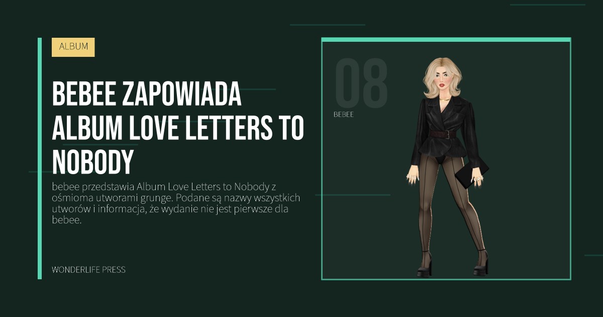 Wonderlife Press: bebee zapowiada Album Love Letters to Nobody. portret artystów. ALBUM.